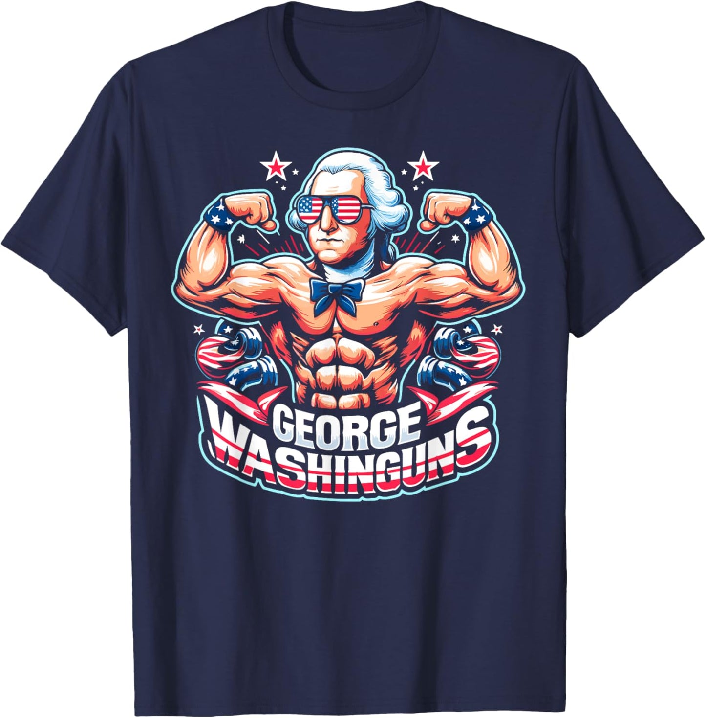 George Washinguns 4th of July George Washington Funny Gym T-Shirt - T-Shirt | Navy