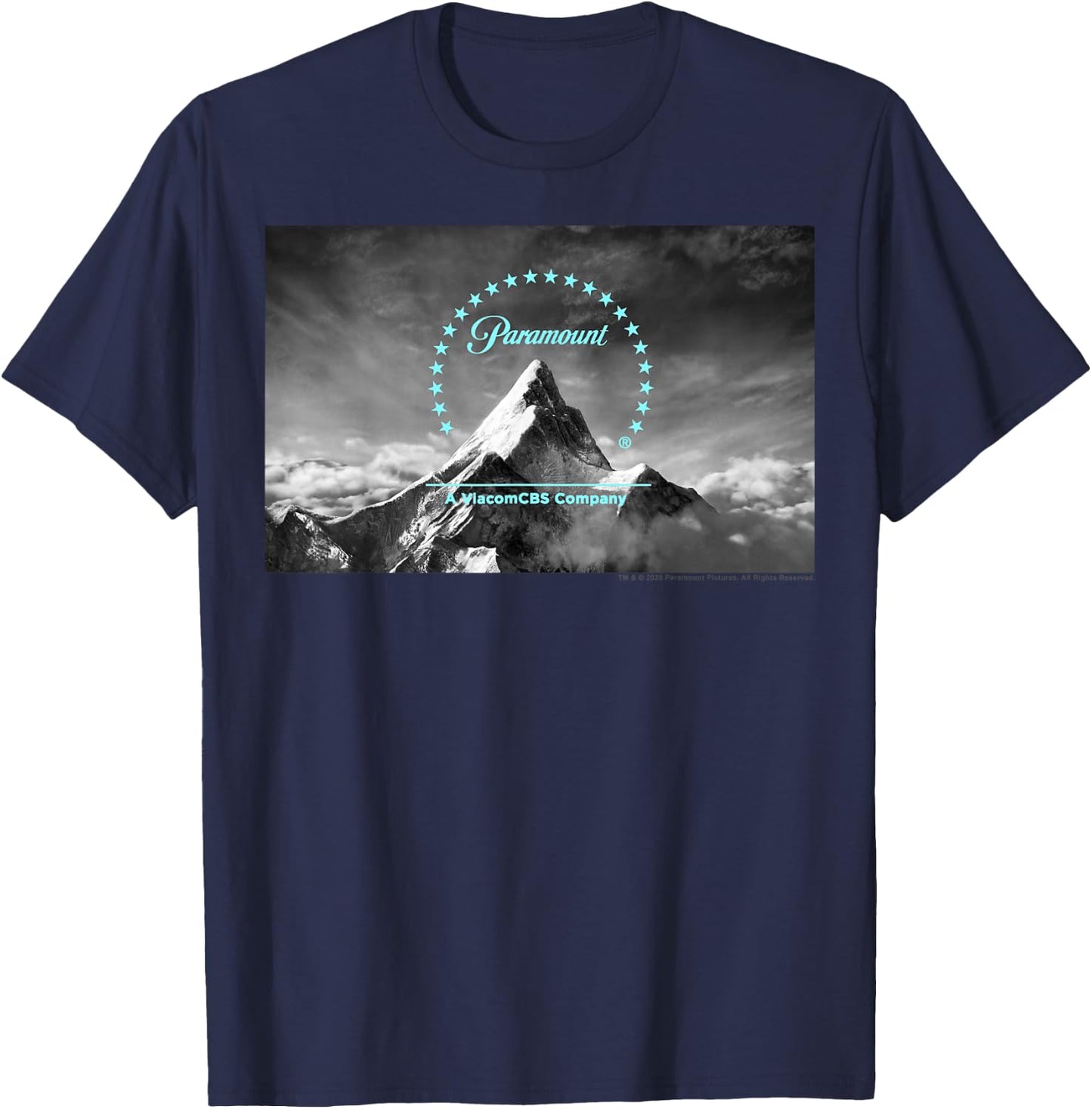 Paramount Neon Blue Logo Scenery T-Shirt - T-Shirt | Navy