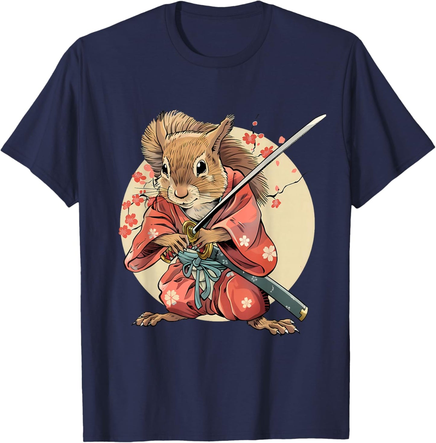 Japanese Warrior Samurai Squirrel Japanese Ninja Squirrel T-Shirt - T-Shirt | Navy