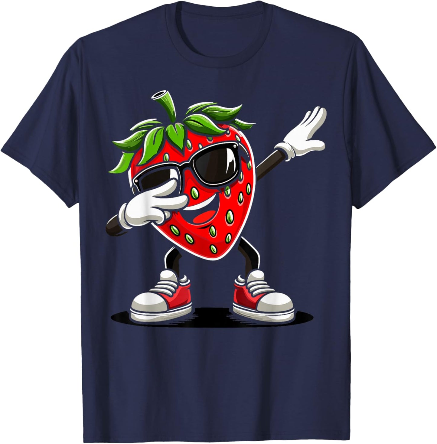 Funny Dabbing Strawberry Summer Fruit Lover T-Shirt - T-Shirt | Navy