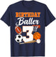 3rd Birthday Sport Balls Theme 3 Year Old Birthday Baller T-Shirt - T-Shirt | Navy