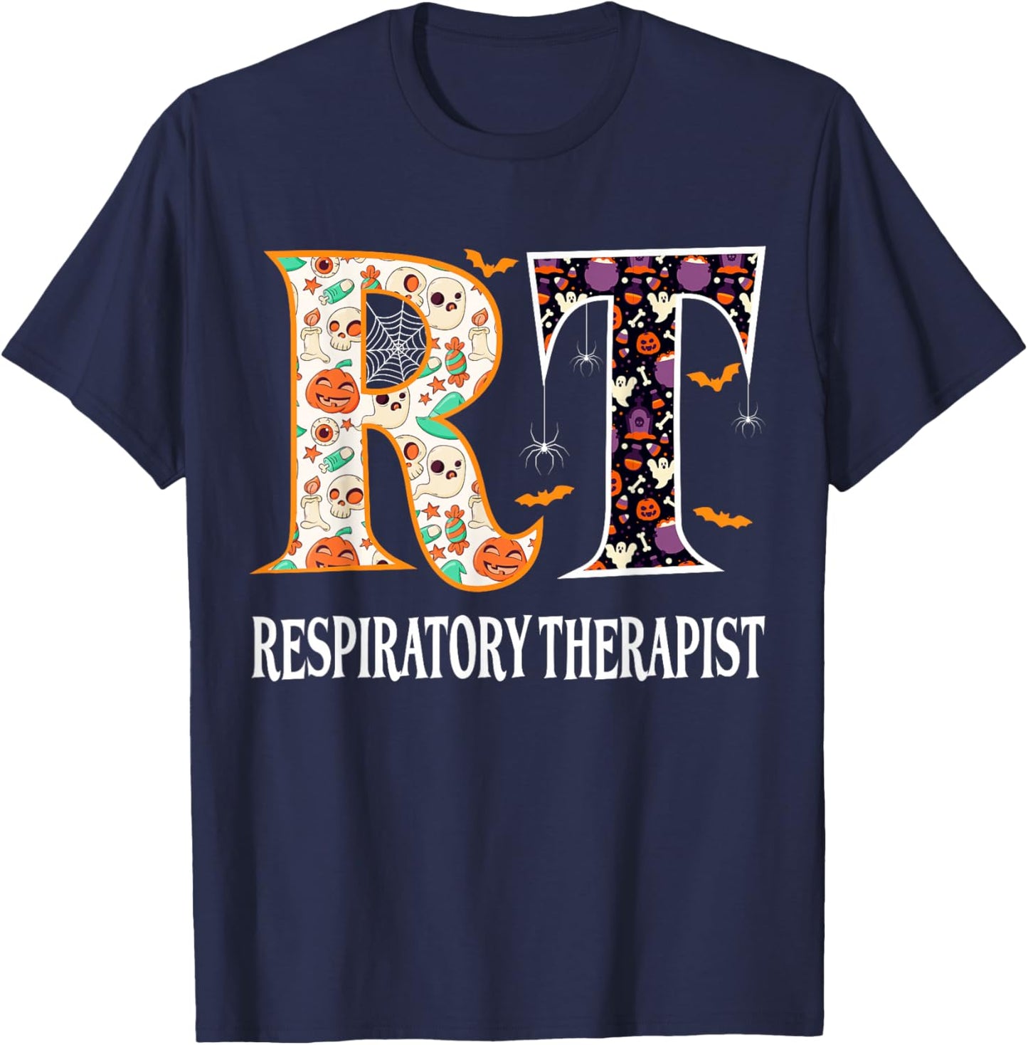 RT Halloween Respiratory Therapist Halloween RT Nurse T-Shirt - T-Shirt | Navy
