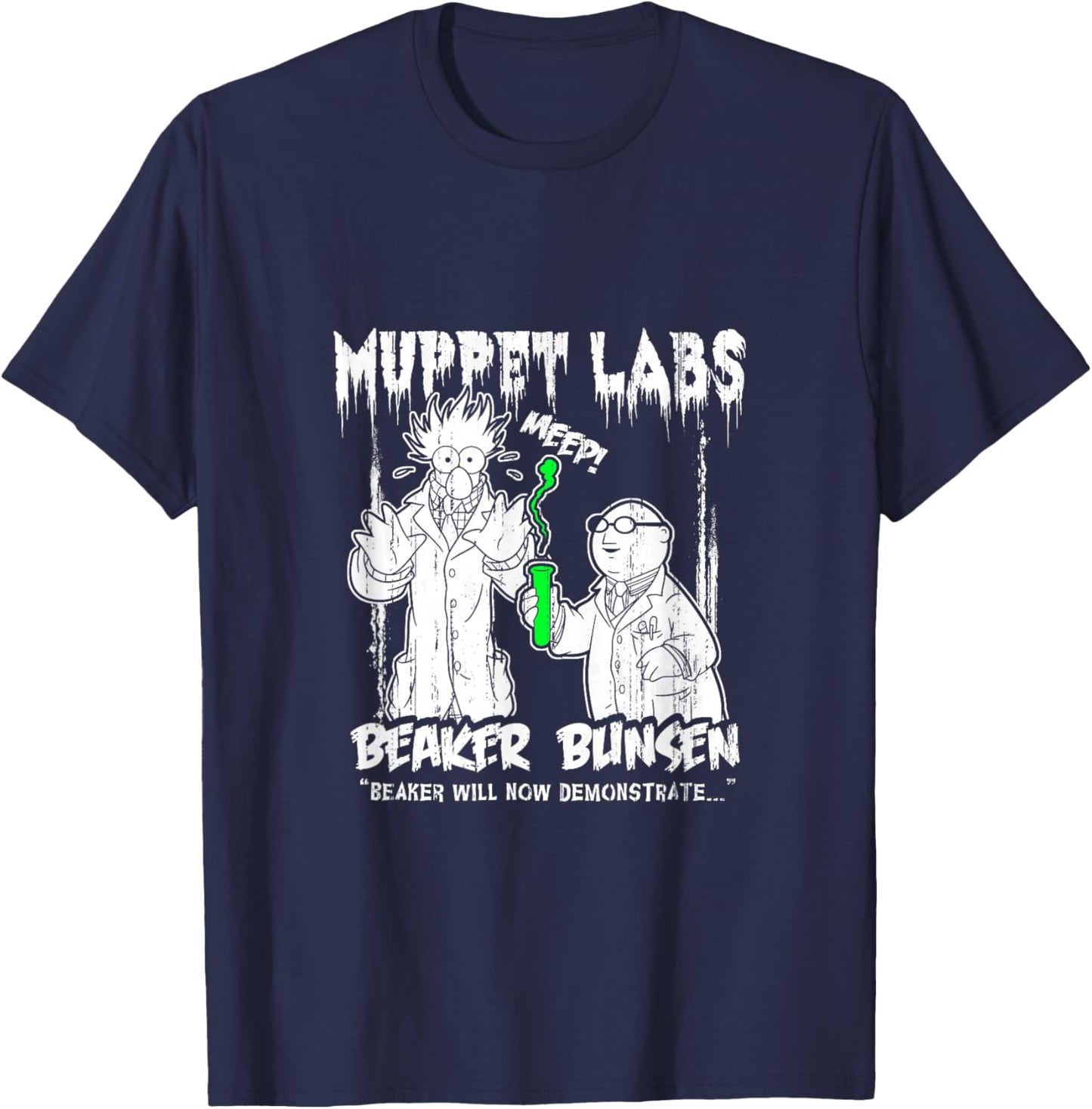 Disney The Muppets Beaker & Bunsen Vintage Muppet Labs T-Shirt - T-Shirt | Navy