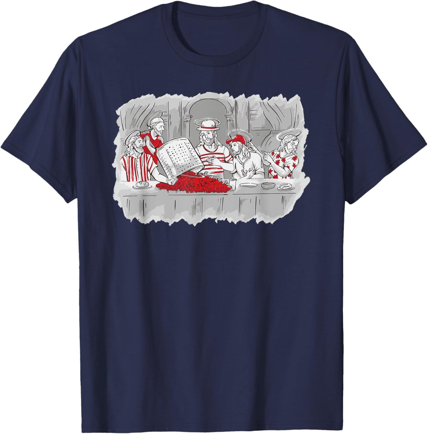 Louisiana Last Supper Funny Crawfish Boil Jesus Cajun Joke T-Shirt - T-Shirt | Navy
