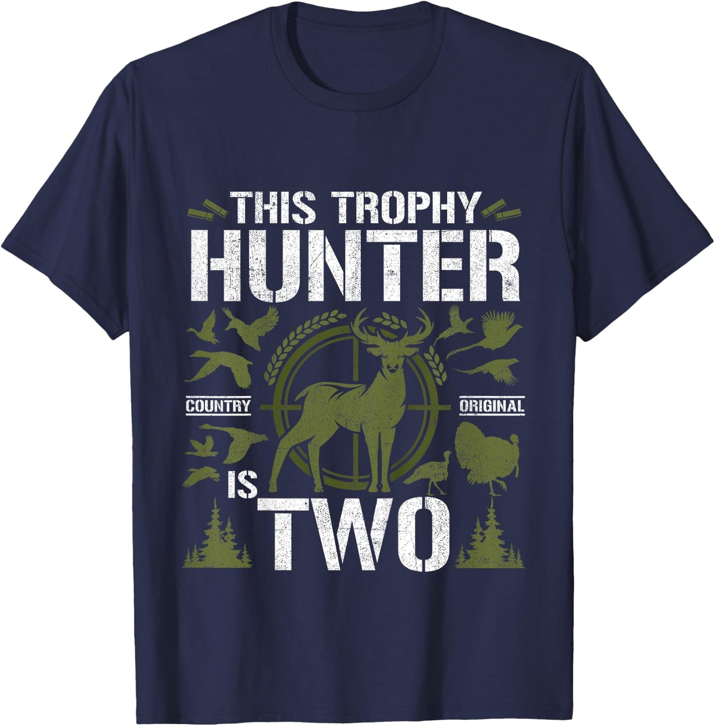 2 Year Old Hunting Birthday Party Duck Deer Hunter 2nd Gift T-Shirt - T-Shirt | Navy