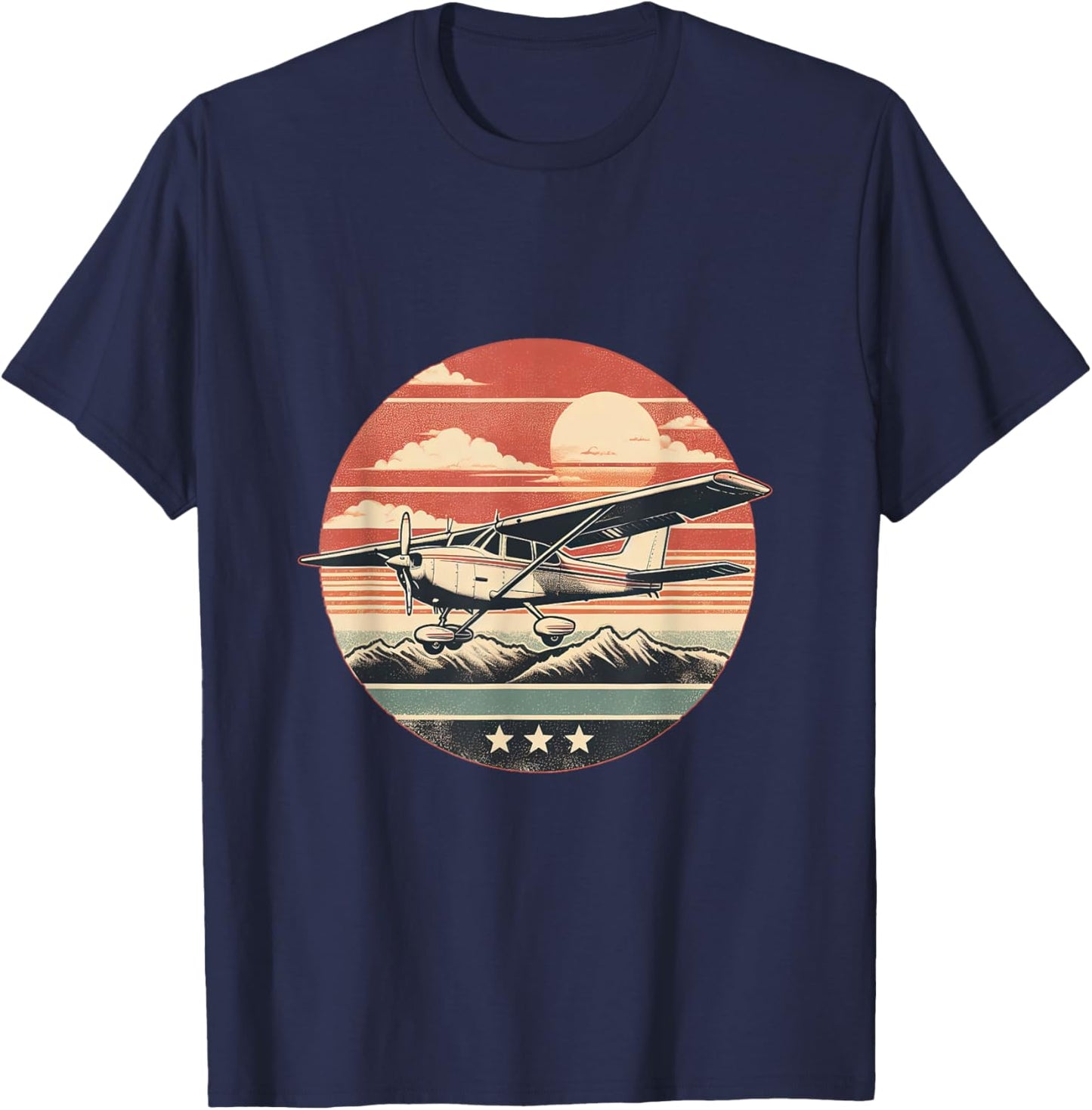 C-172 Skyhawk Vintage C172 Airplane Retro Sunset Pilot T-Shirt - T-Shirt | Navy