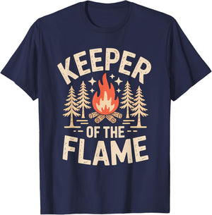 Keeper of The Flame Campfire Camping Outdoor Fire T-Shirt - T-Shirt | Navy