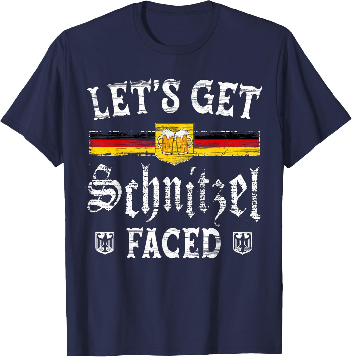 Lets Get Schnitzel Faced Funny Oktoberfest Men Women T-Shirt - T-Shirt | Navy