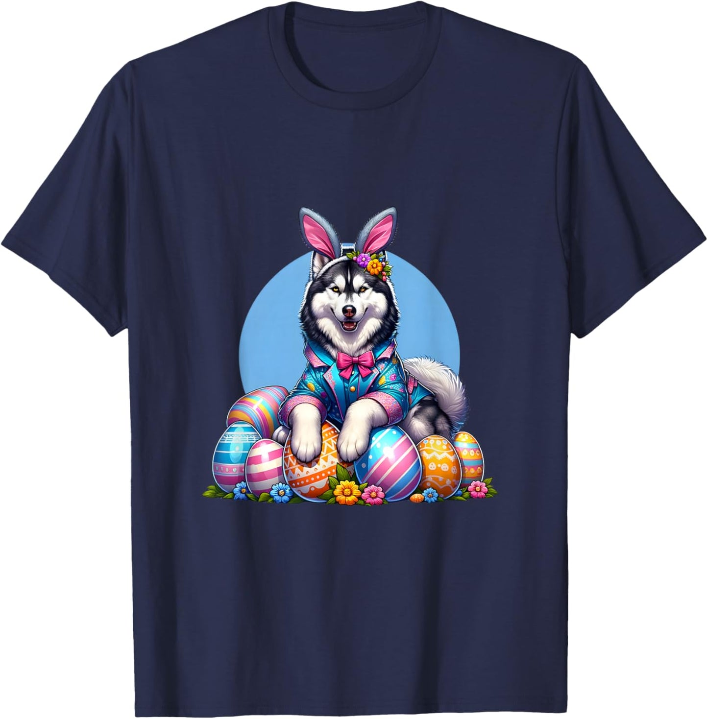 Funny Easter Day Siberian Husky Bunny Costume T-Shirt - T-Shirt | Navy
