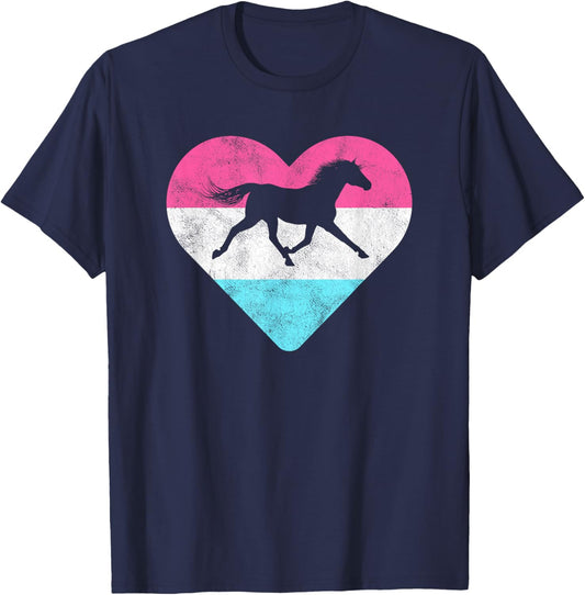 Retro Vintage Horse Gift or Girls T-Shirt - T-Shirt | Navy