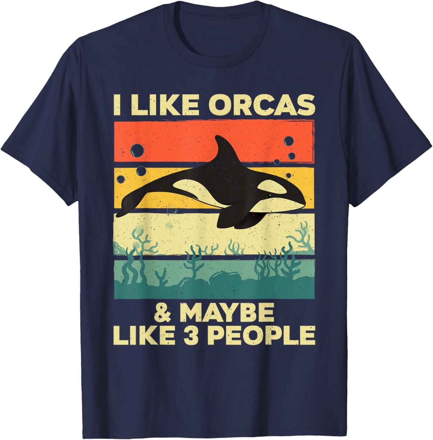 Cool Orca Design Women Kids Killer Whale Ocean Orca T-Shirt - T-Shirt | Navy