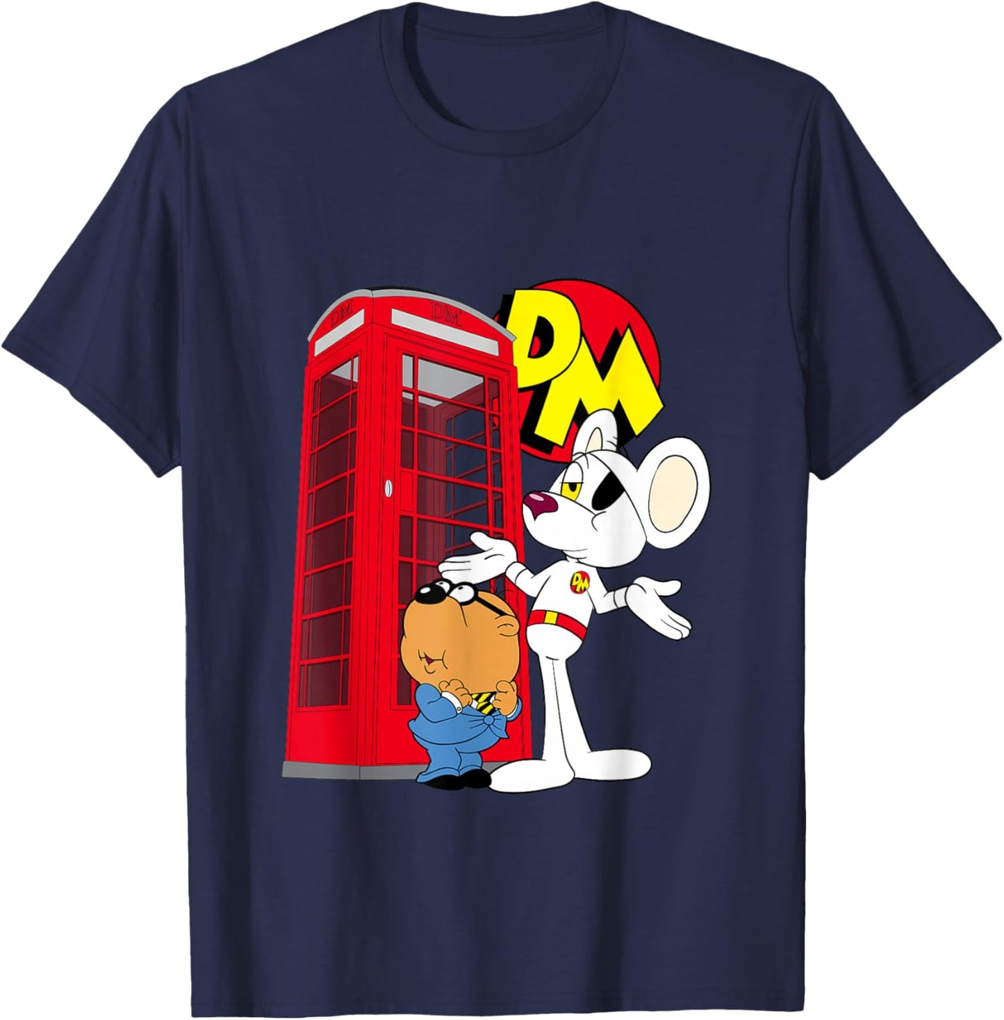 Danger Mouse Red Telephone Box T-Shirt - T-Shirt | Navy