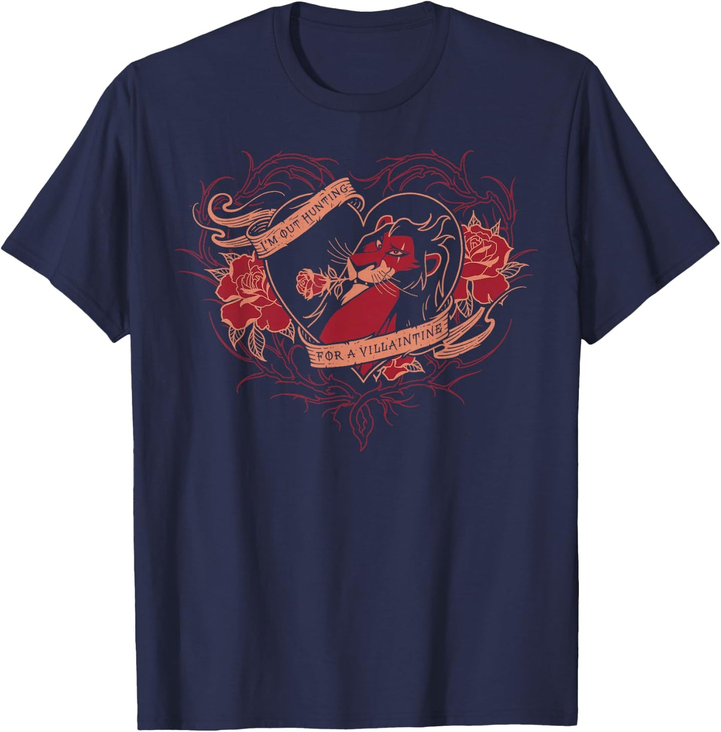 Disney Villains Valentine's Day Scar I'm Out Hunting Vintage T-Shirt - T-Shirt | Navy