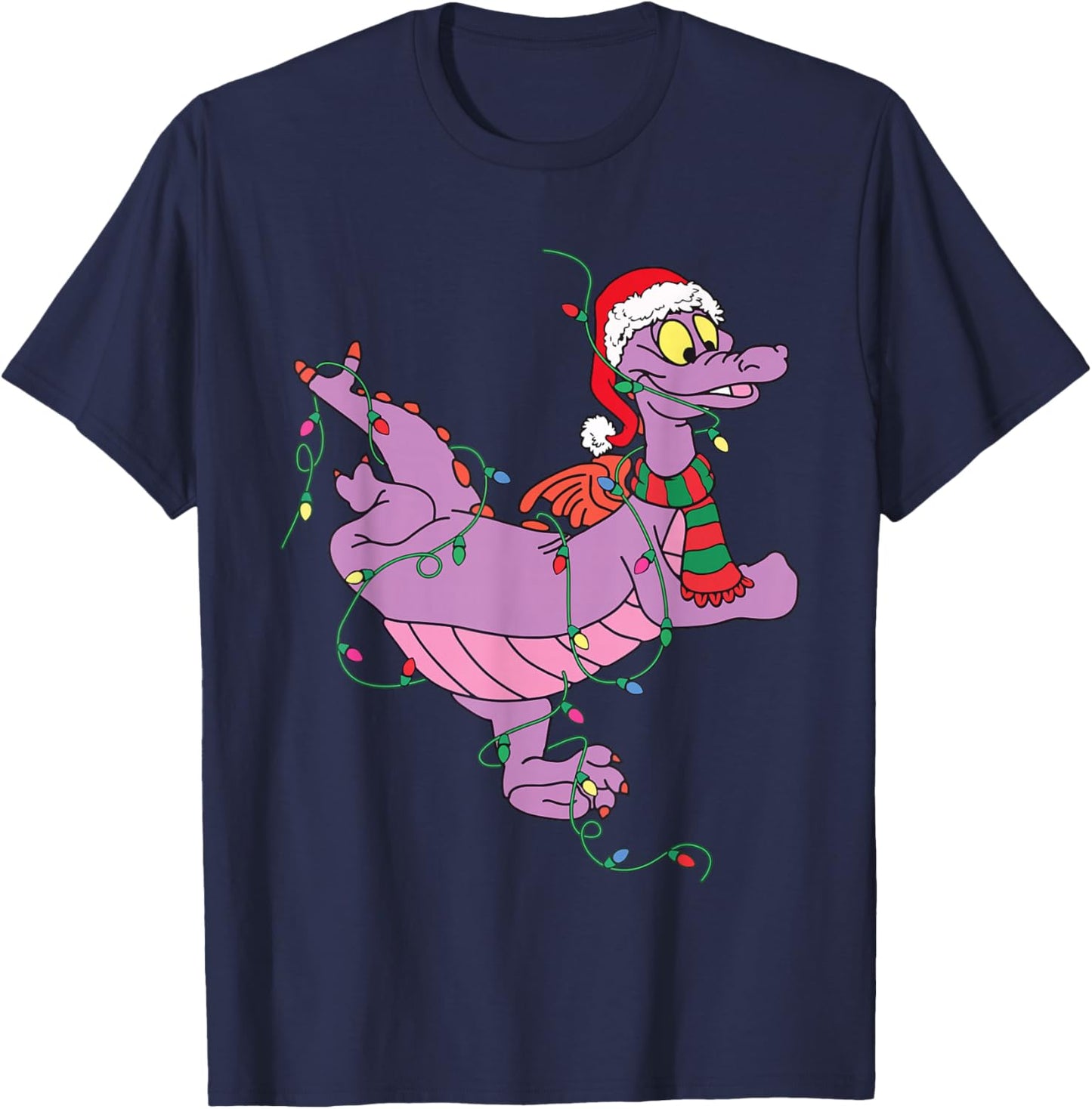 Cute Dragon Figment Lights Christmas Santa Animal Women Men T-Shirt - T-Shirt | Navy