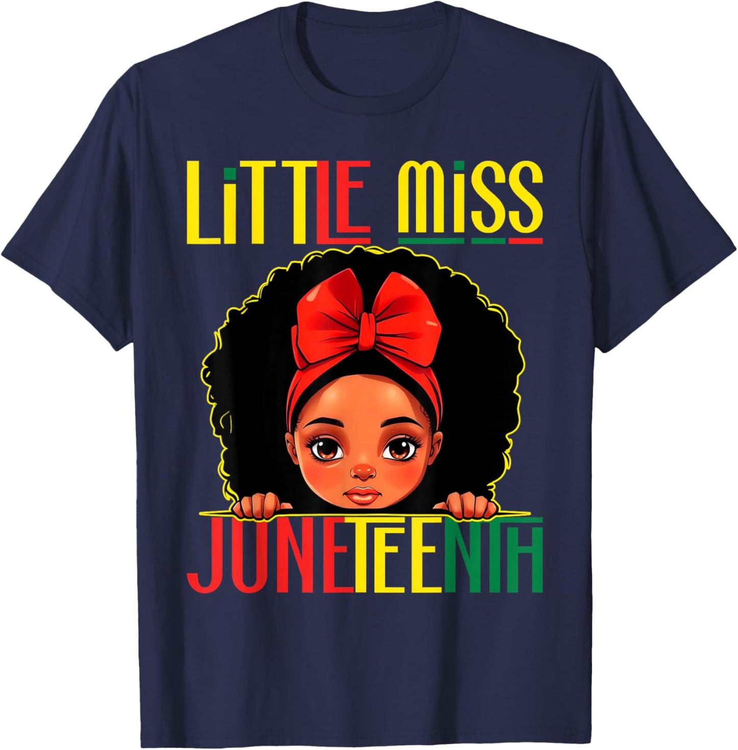 Kids Little Miss Juneteenth Girl Toddler Black History Girls T-Shirt - T-Shirt | Navy