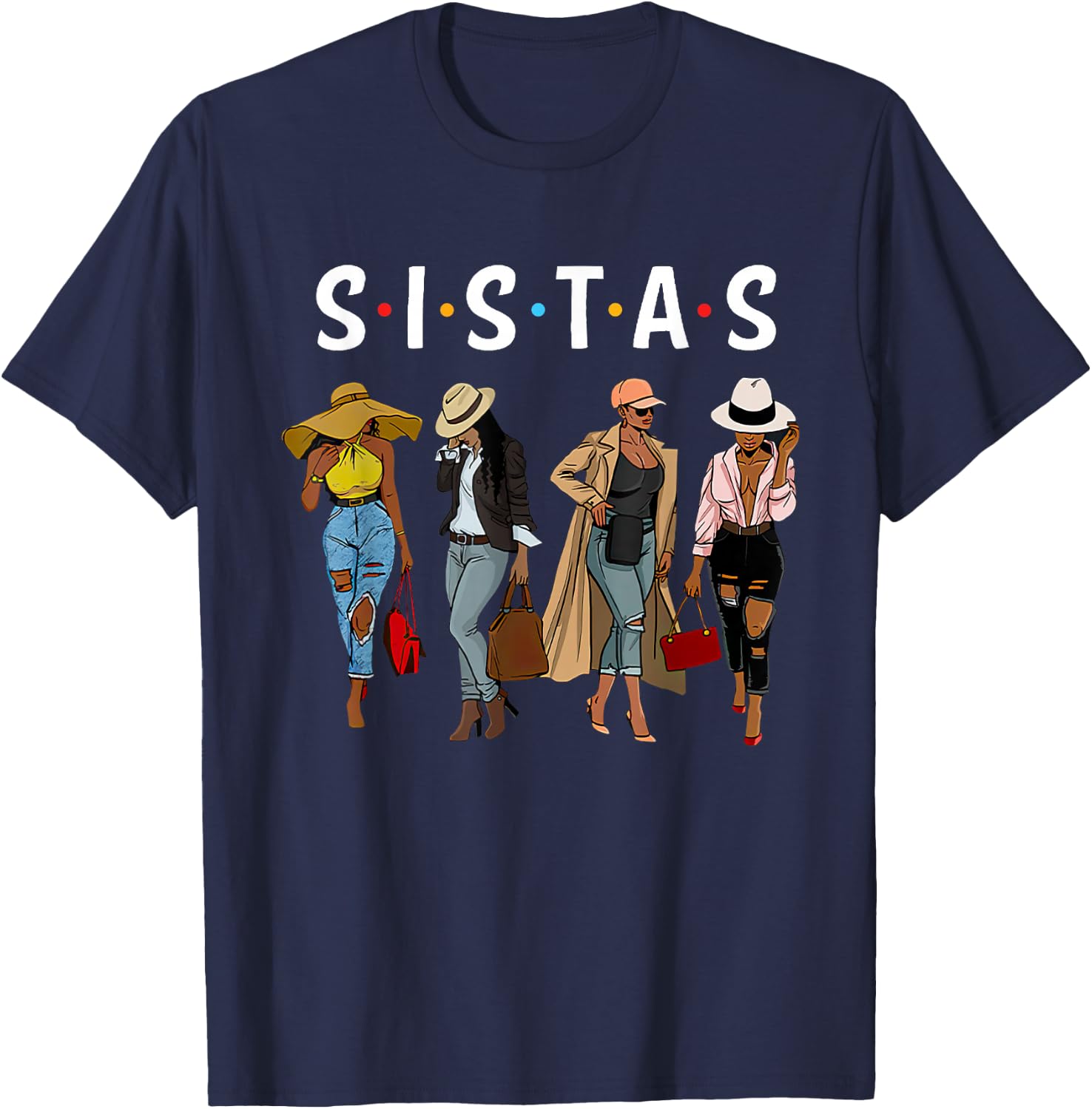Sistas Afro Women Together Women Women Birthday T-Shirt - T-Shirt | Navy