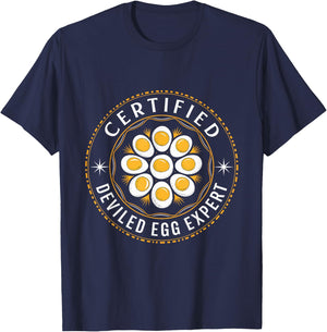 Certified Deviled Egg Expert Omelet Food Lover Women Men T-Shirt - T-Shirt | Navy