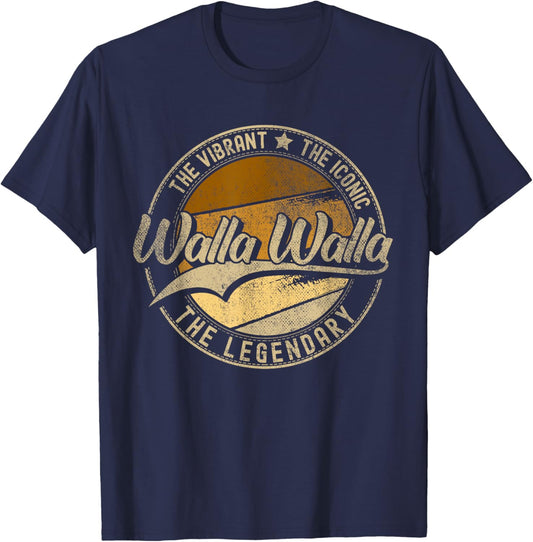 Walla Walla WA | Washington | Vintage Distressed T-Shirt - T-Shirt | Navy