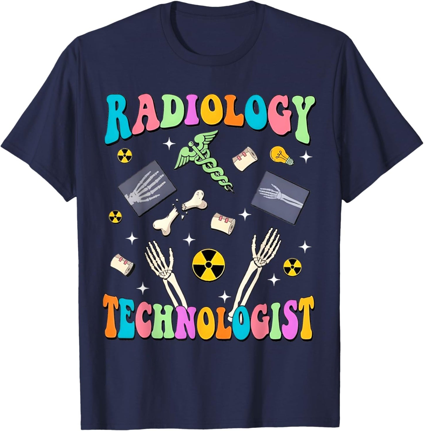 Retro Groovy Radiology Technologist X-Ray Tech Radiologic T-Shirt - T-Shirt | Navy