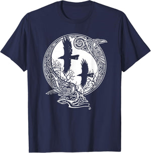 Odin's Ravens - Hugin And Munin - Huginn And Muninn T-Shirt - T-Shirt | Navy
