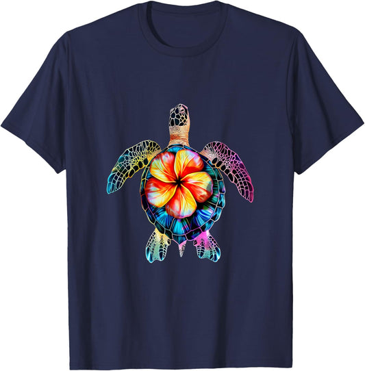 Hawaiian Tie Dye Sea Turtle Hawaii Girl T-Shirt - T-Shirt | Navy