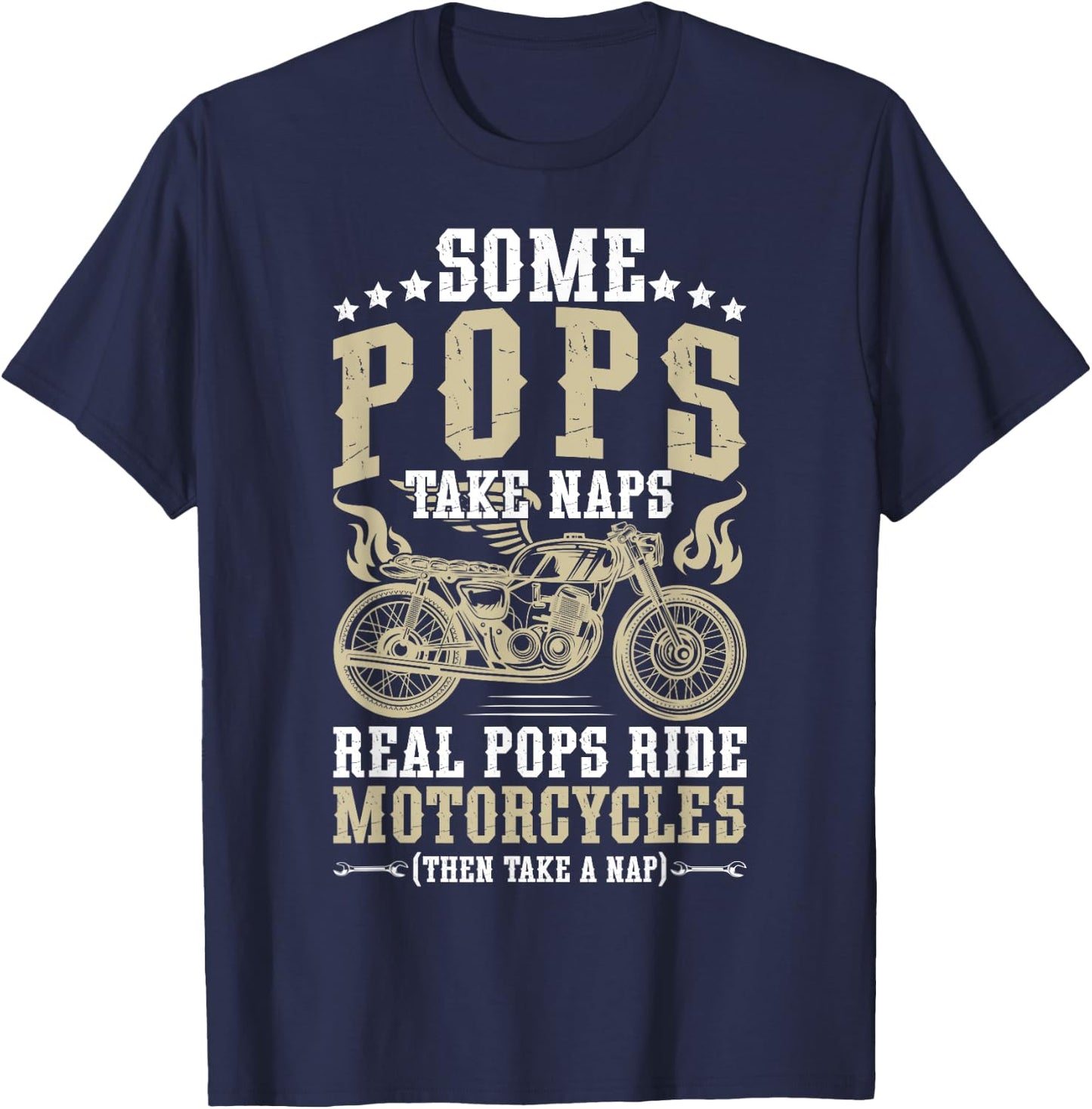 Real Pops Ride Motorcycle Rider Pop Biker Pop Grandpa T-Shirt - T-Shirt | Navy