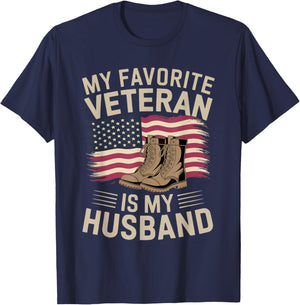 My Favorite Veteran Is My Husband | Veteran Day T-Shirt - T-Shirt | Navy