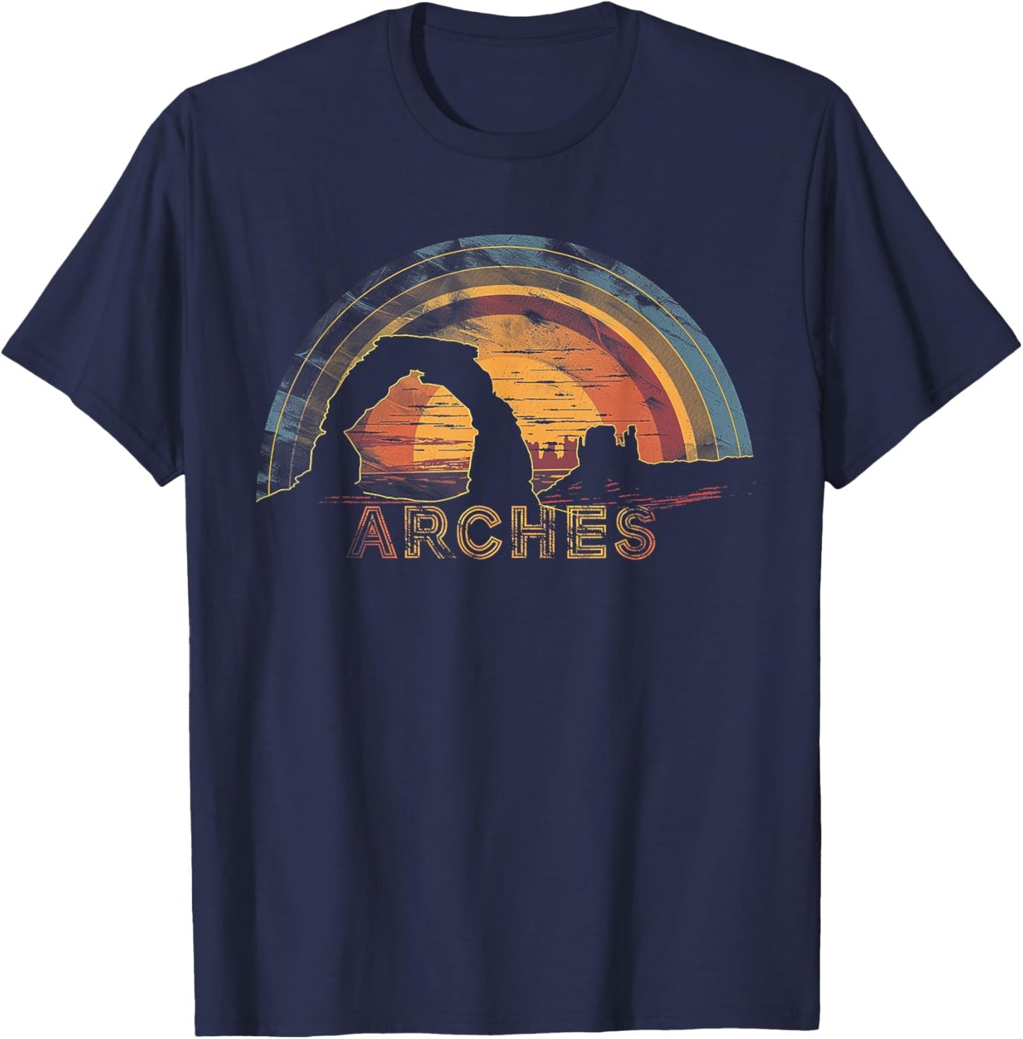 Arches - US National Park Vintage Men Women Kids Retro T-Shirt - T-Shirt | Navy