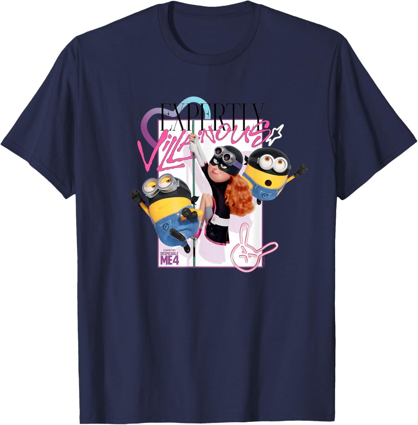 Minions Despicable Me 4 Poppy Expertly Villainous T-Shirt - T-Shirt | Navy