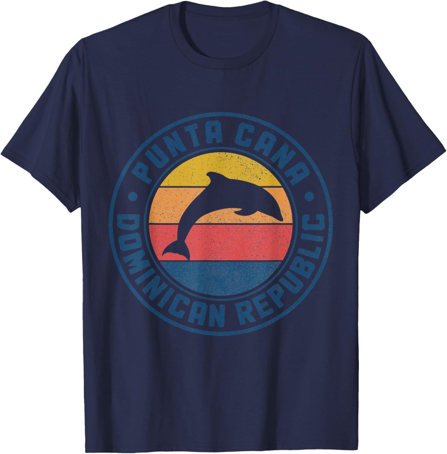 Punta Cana Dominican Republic Dolphin Souvenir Vintage T-Shirt - T-Shirt | Navy