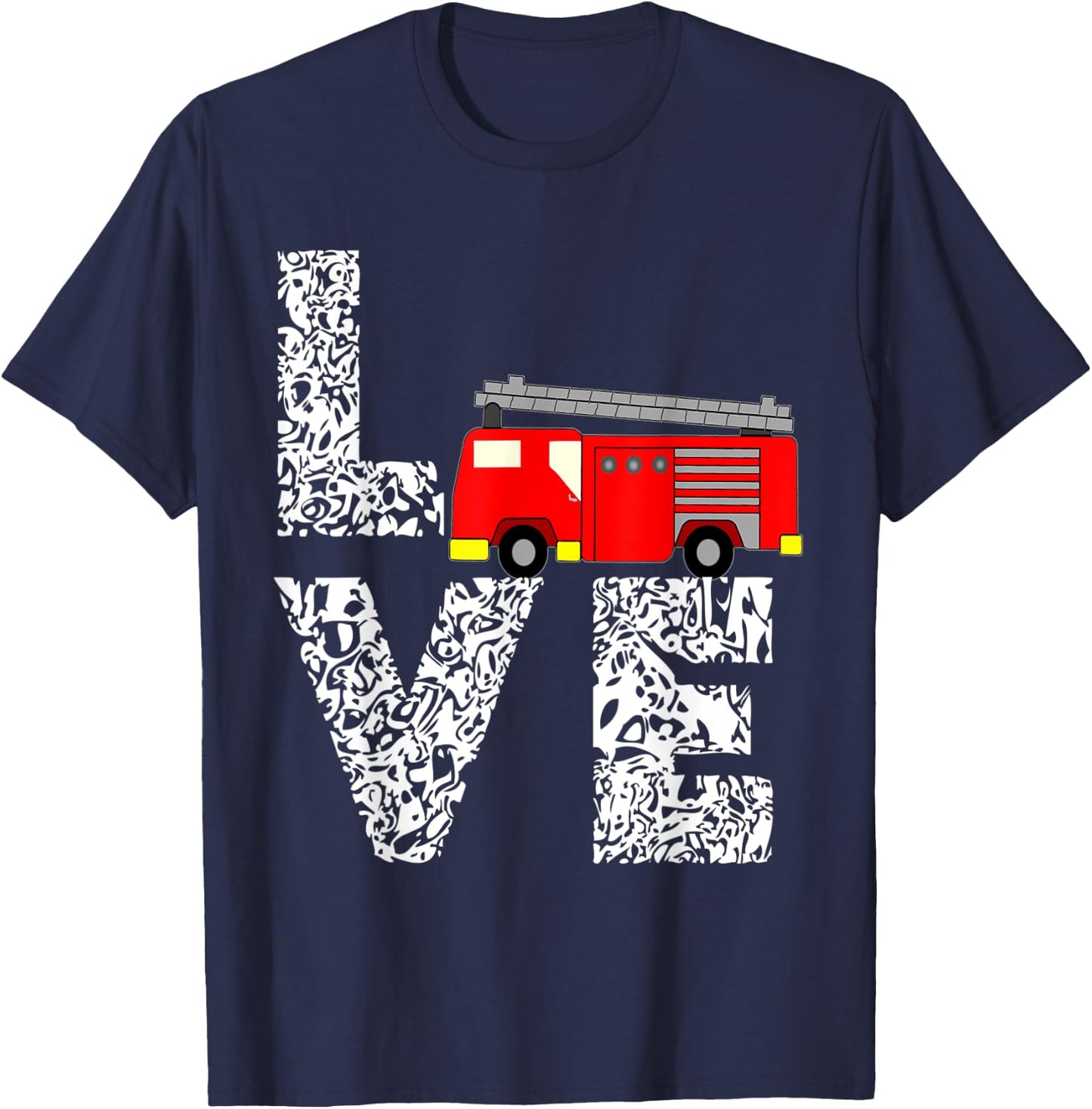 Firetruck Firefighting Love Fire Fighter Truck Fireman Shirt T-Shirt - T-Shirt | Navy