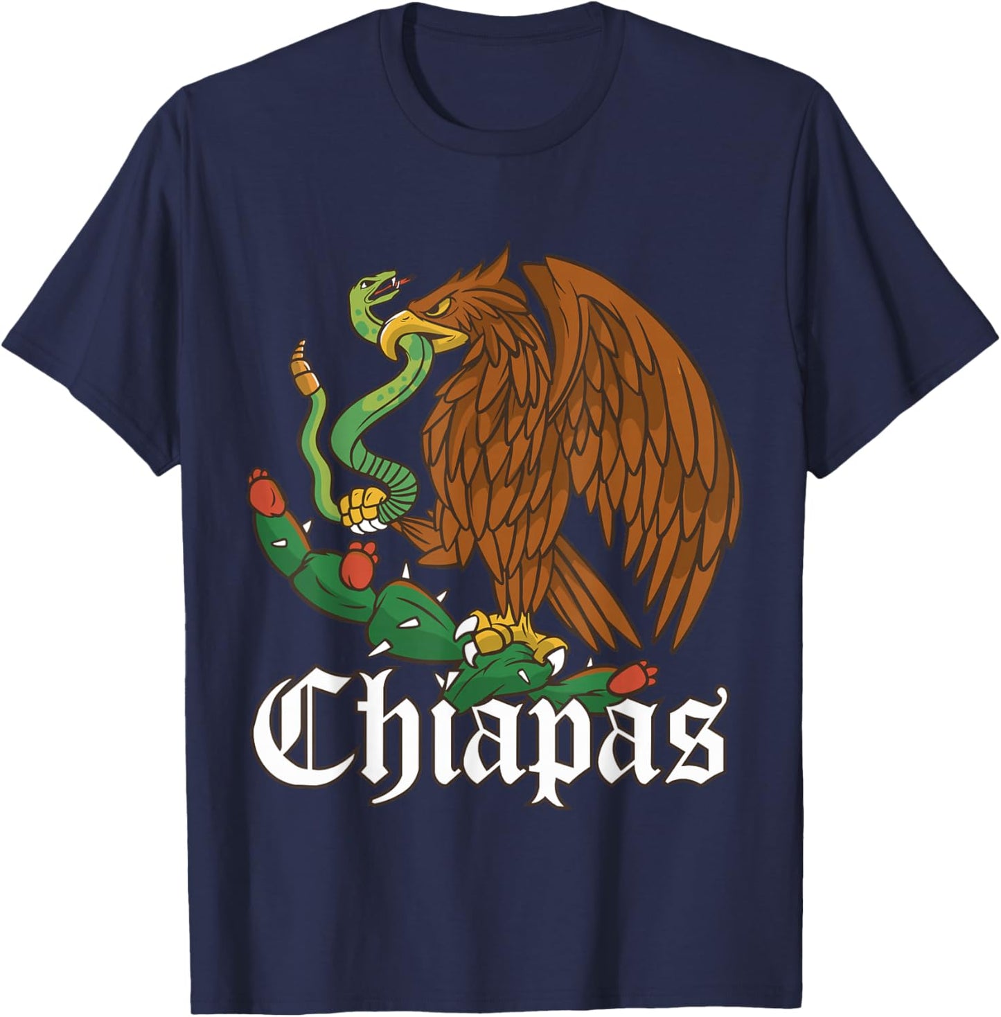 Chiapas Mexico with Mexican Eagle, Chiapas T-Shirt - T-Shirt | Navy
