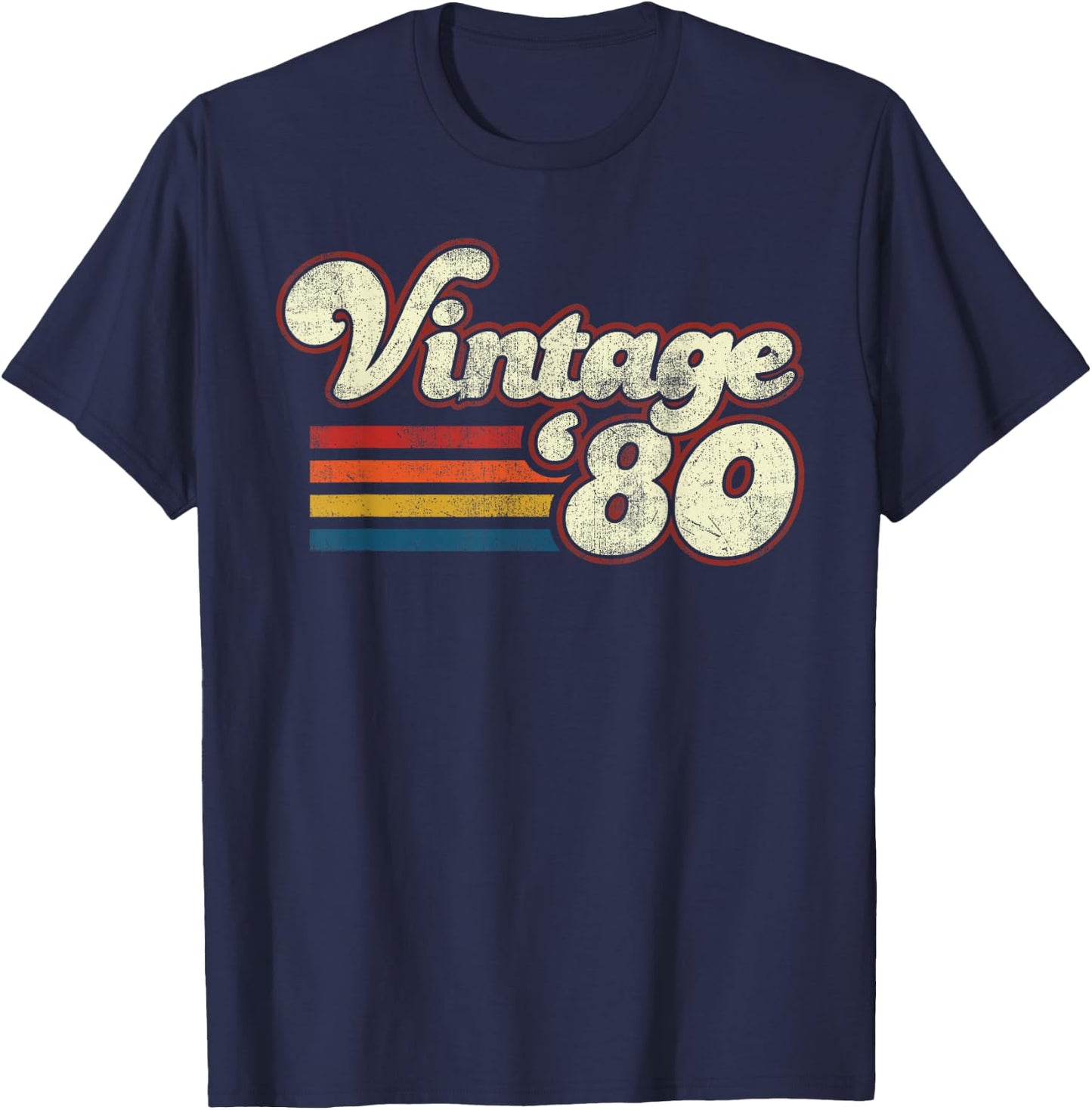 Vintage 1980 Birthday T-Shirt - T-Shirt | Navy