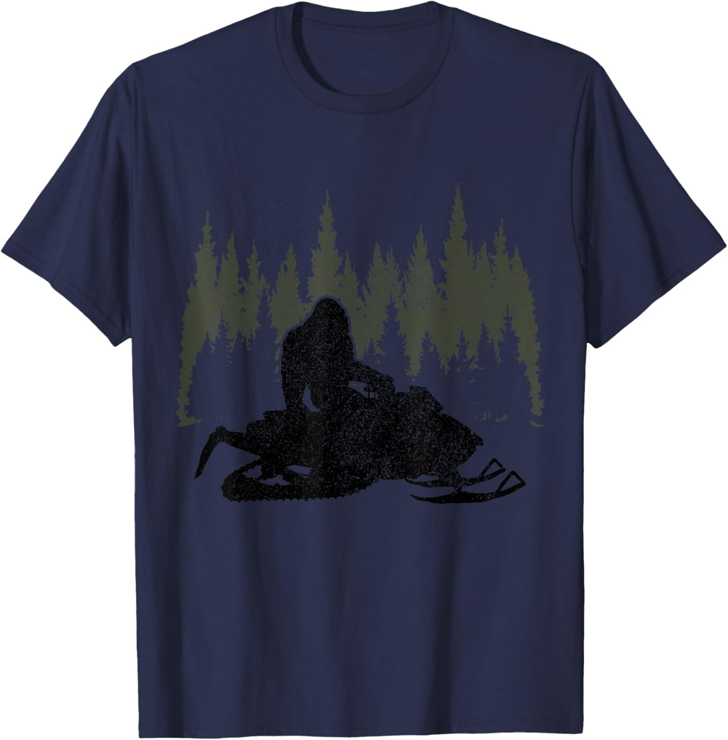 Snowmobile Bigfoot Snowmobile Sledge Funny Vintage T-Shirt - T-Shirt | Navy