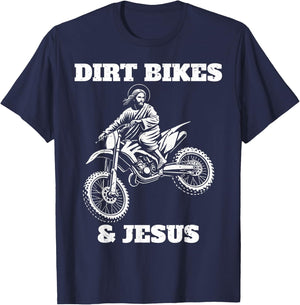 Funny Jesus Christ Dirtbike Motorcross Motocross Dirt Bike T-Shirt - T-Shirt | Navy