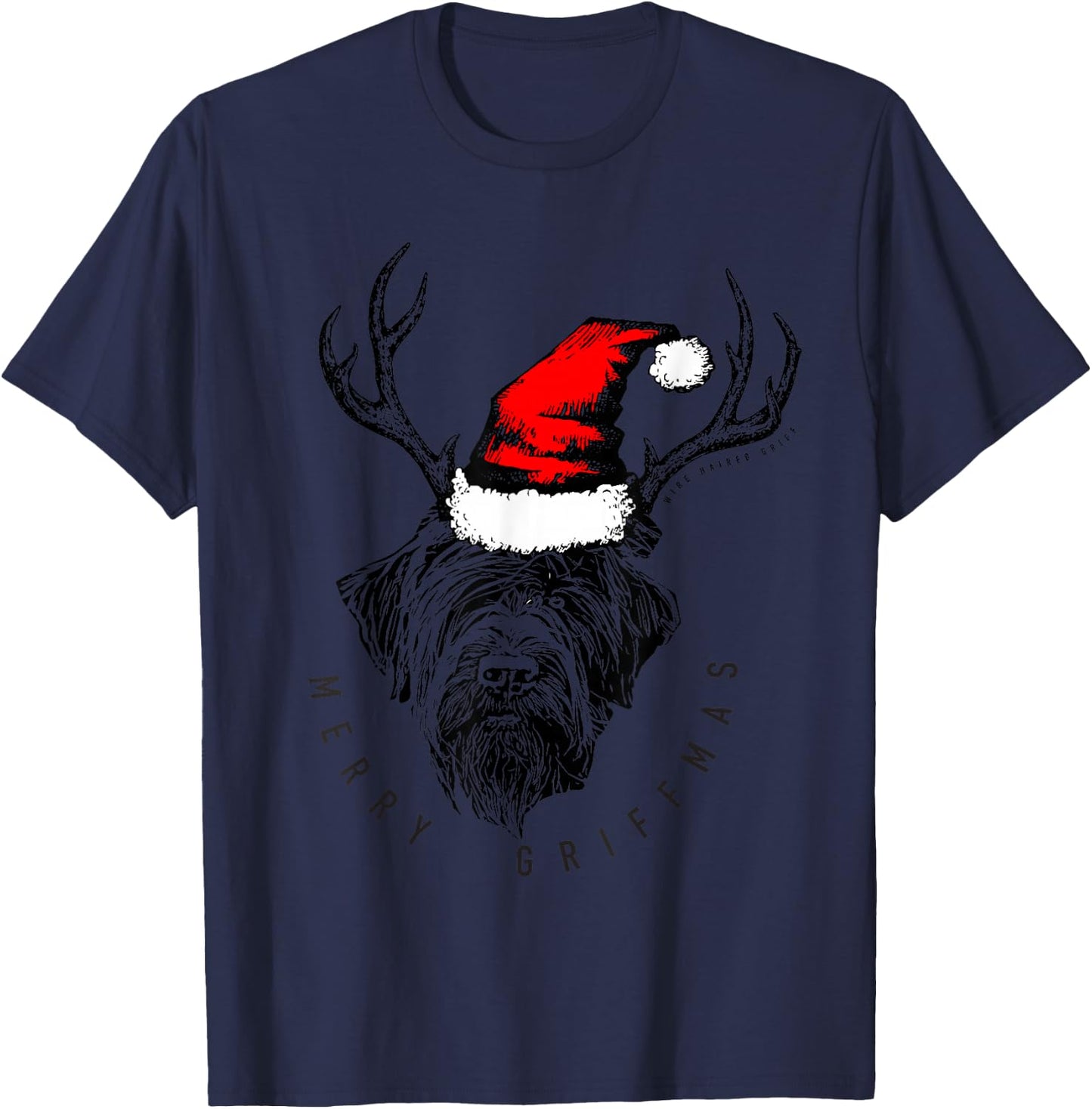 Wire Haired Pointing Griffon Griffmas T-Shirt - T-Shirt | Navy
