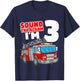 Kids Fire Truck 3 Year Old Firefighter 3rd Birthday Boy Toddler T-Shirt - T-Shirt | Navy