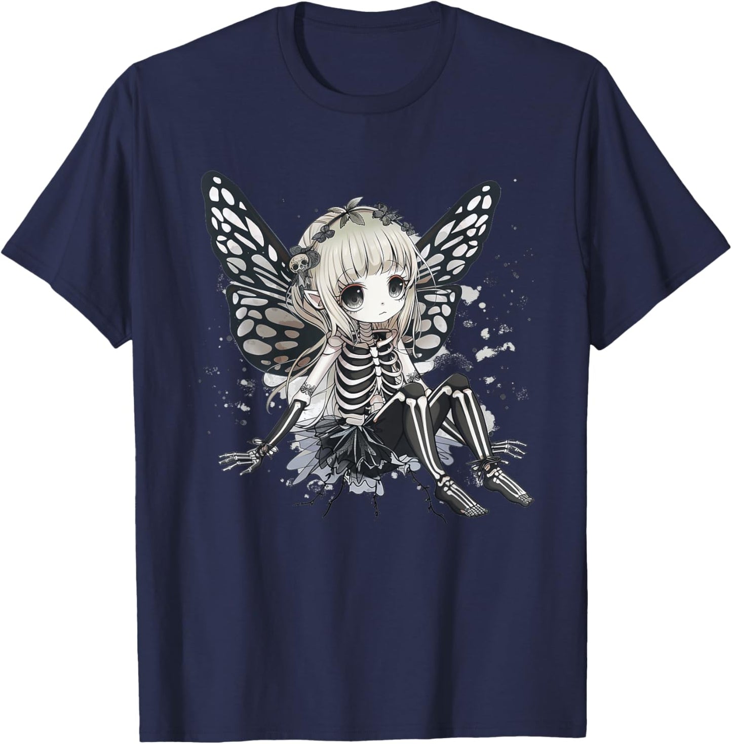 Skeleton Fairy Anime Goth Kawaii T-Shirt - T-Shirt | Navy