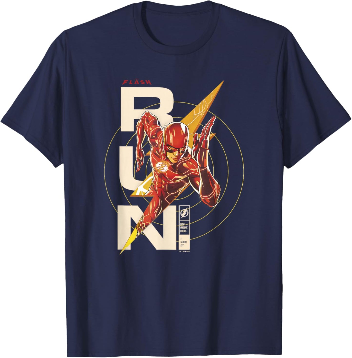 The Flash RUN Lightning Emblem Portrait T-Shirt - T-Shirt | Navy