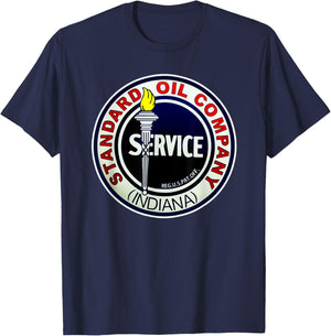 Retro Vintage Gas Station Standard Motor Oil Car Bike Garage T-Shirt - T-Shirt | Navy