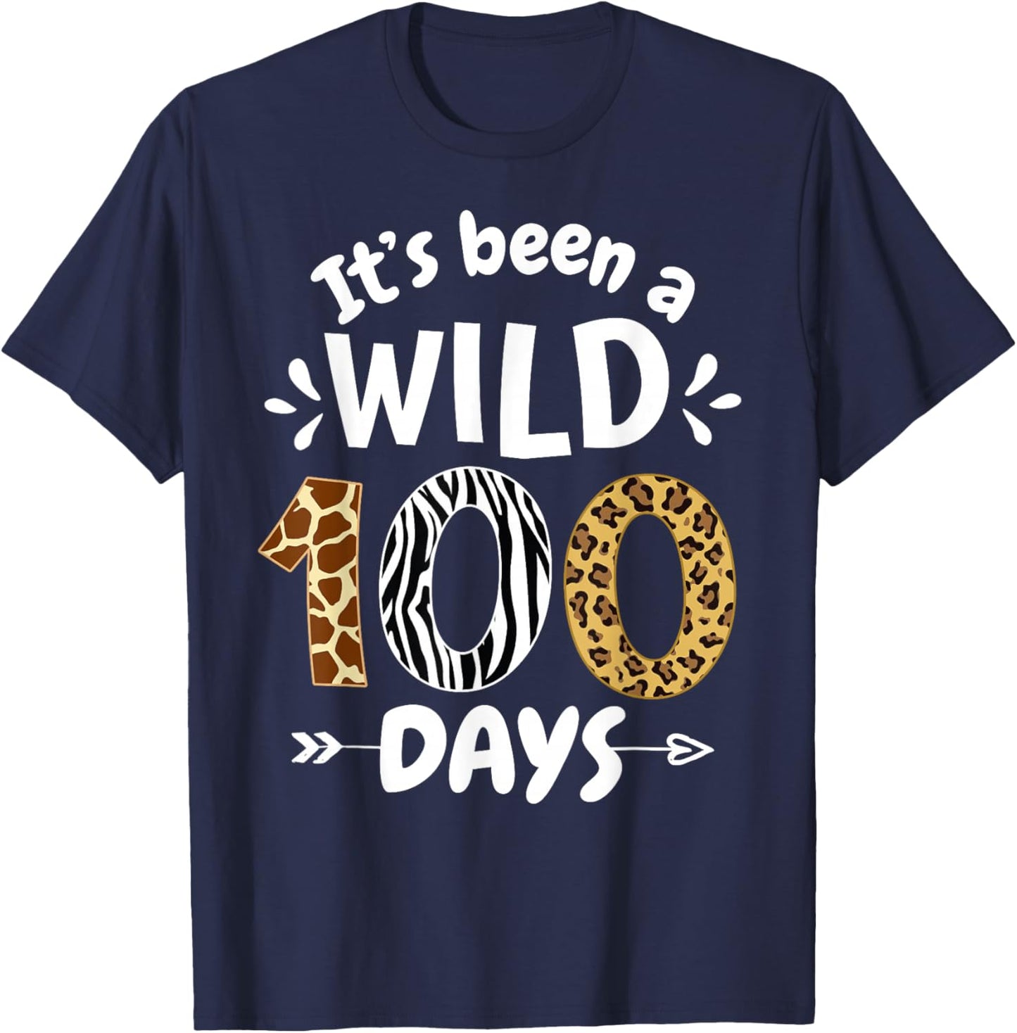 It's Been A Wild 100 Days Happy 100th Day Of School Leopard T-Shirt - T-Shirt | Navy