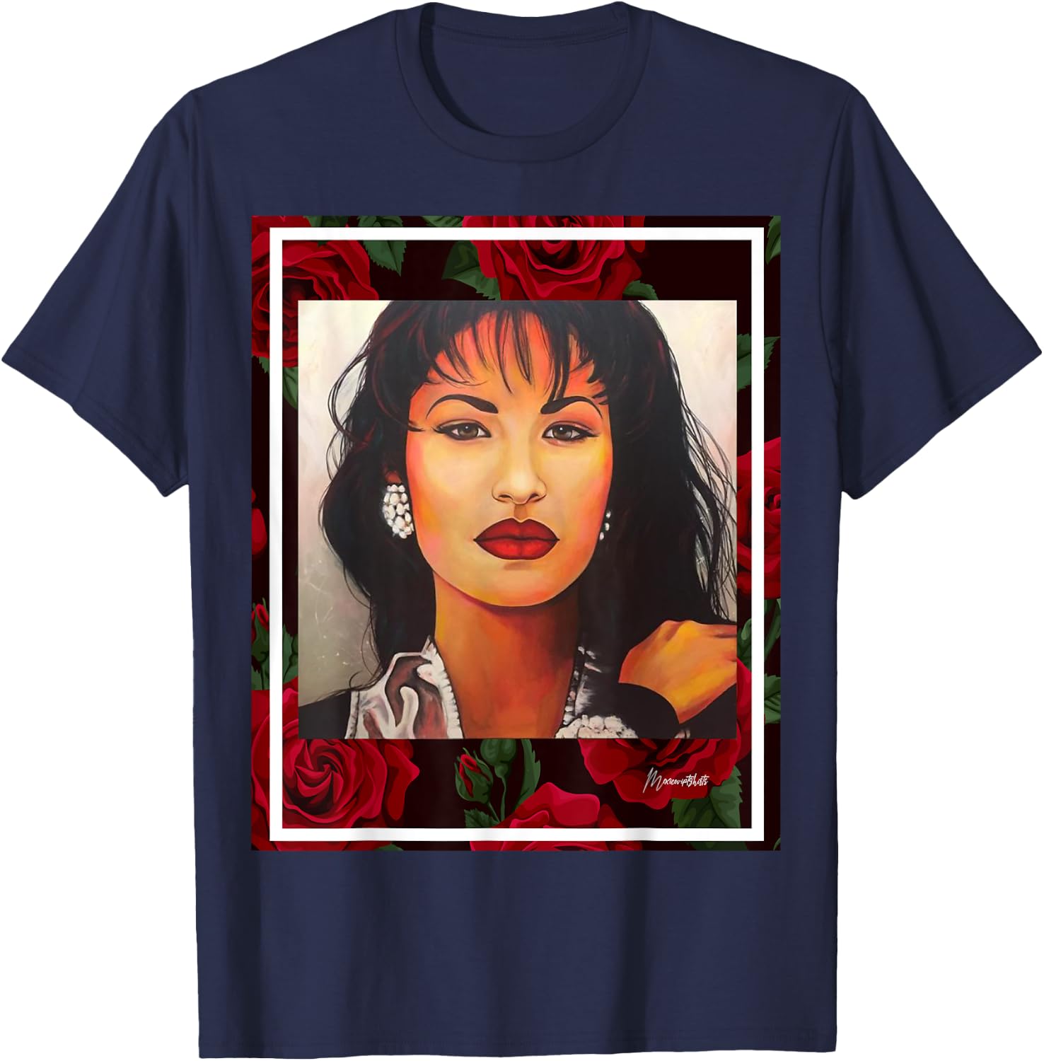 Red Roses Mexican Artist T-Shirt - T-Shirt | Navy