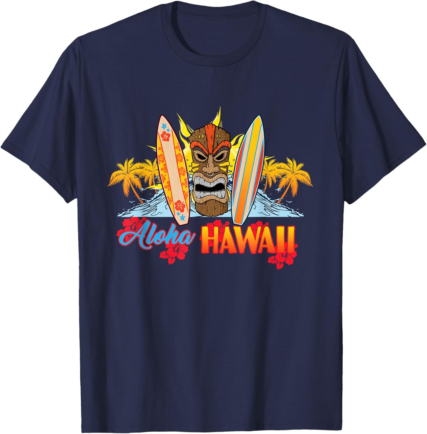 AlOHA Hawaii from the island. Feel the Tiki Spirit T-Shirt - T-Shirt | Navy