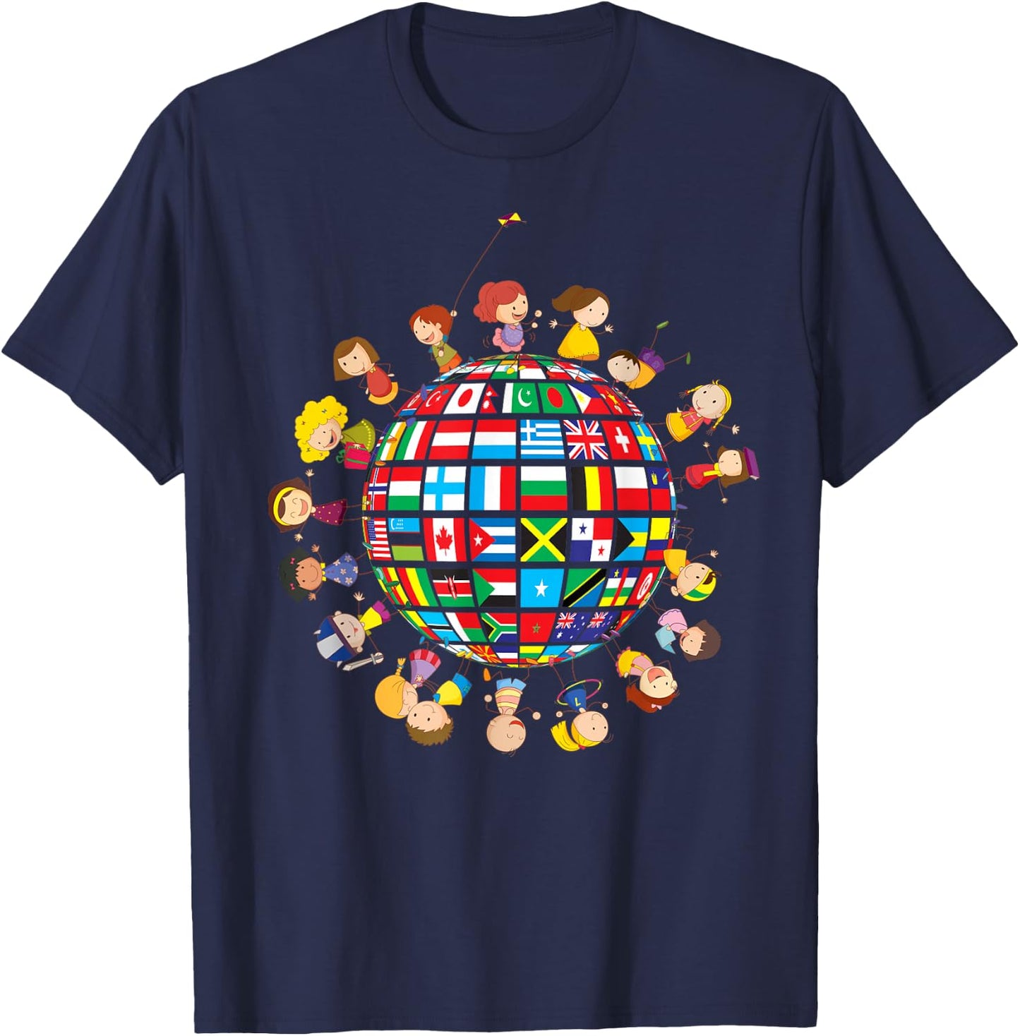 Flags of the World Kids around the Globe Cultural diversity T-Shirt - T-Shirt | Navy