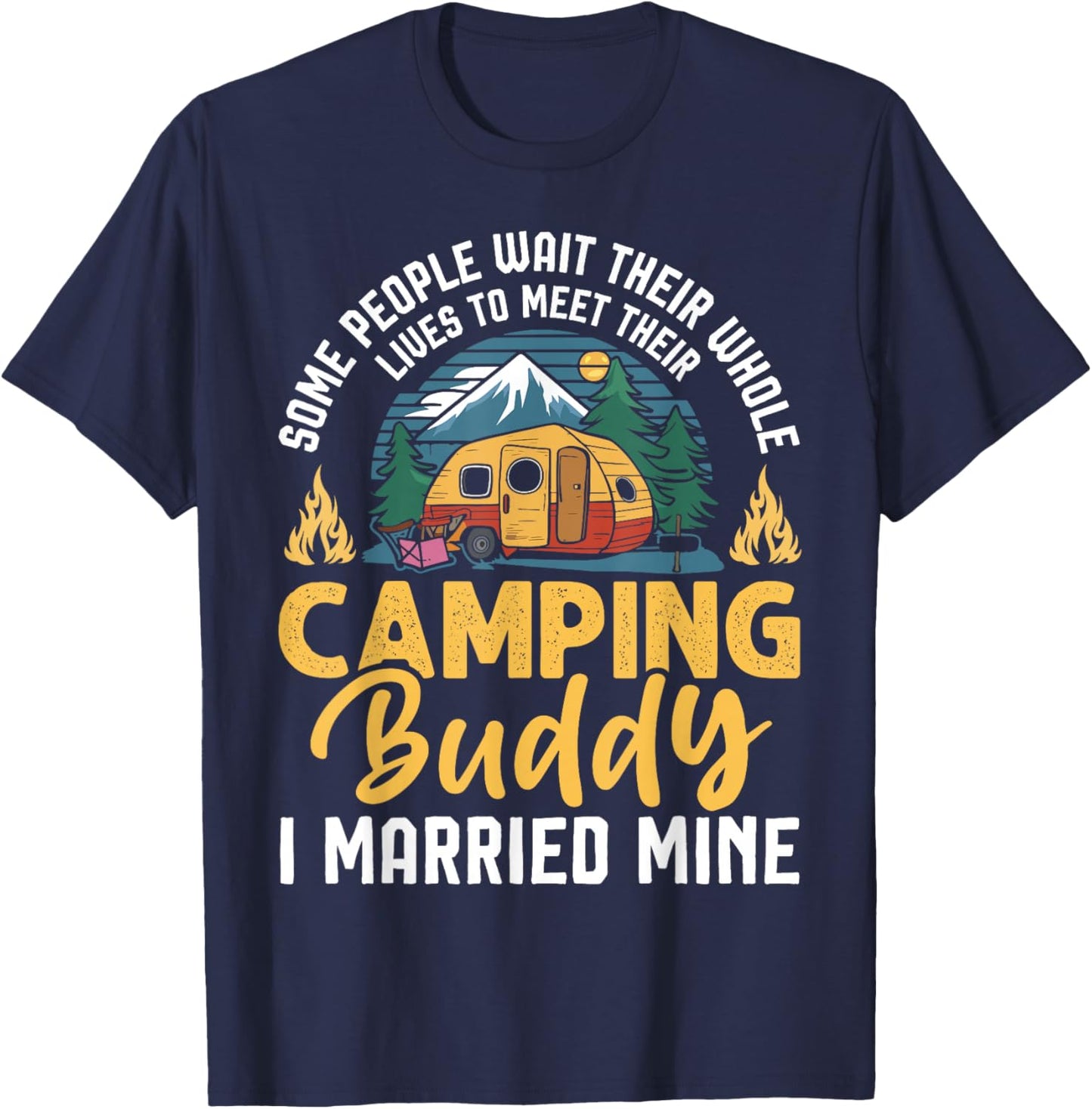 Funny Camping Camper Couple Camping Lovers partners for life T-Shirt - T-Shirt | Navy