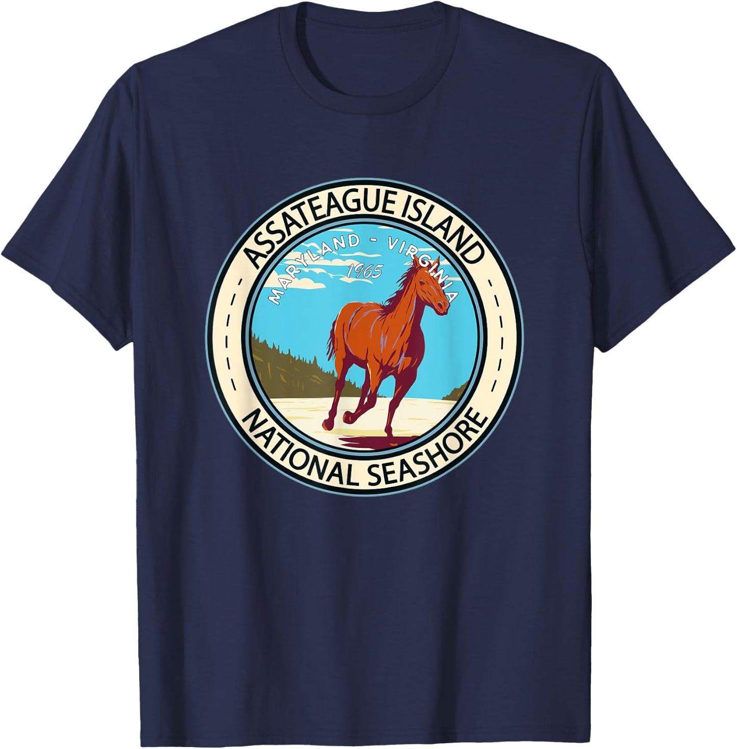 Assateague Island National Seashore Badge Vintage T-Shirt - T-Shirt | Navy
