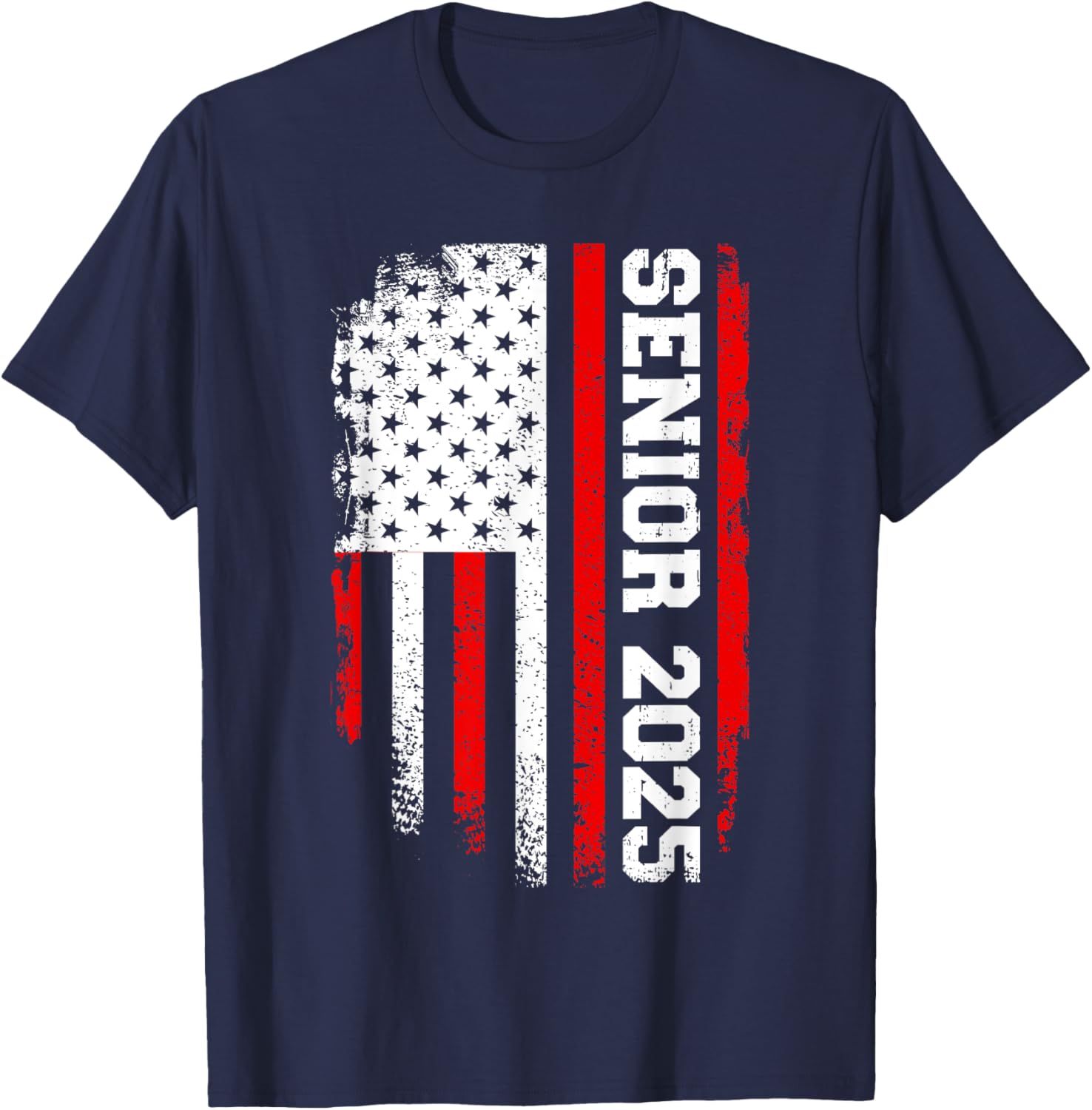 Senior 2025 us flag college high school graduation class of T-Shirt - T-Shirt | Navy