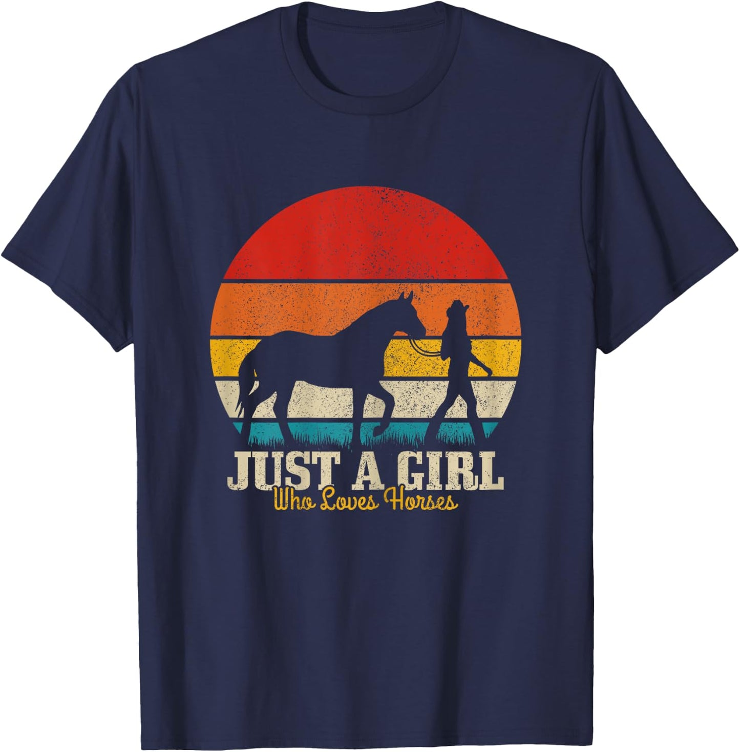 Just A Girl Who Loves Horses Horse Riding Riding Woman Gift T-Shirt - T-Shirt | Navy