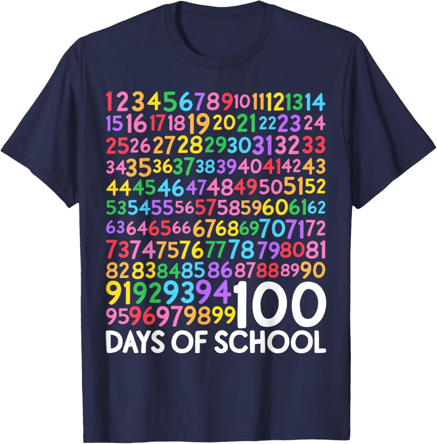 100th Day of School Teacher Kids 100 Days Math Numbers T-Shirt - T-Shirt | Navy