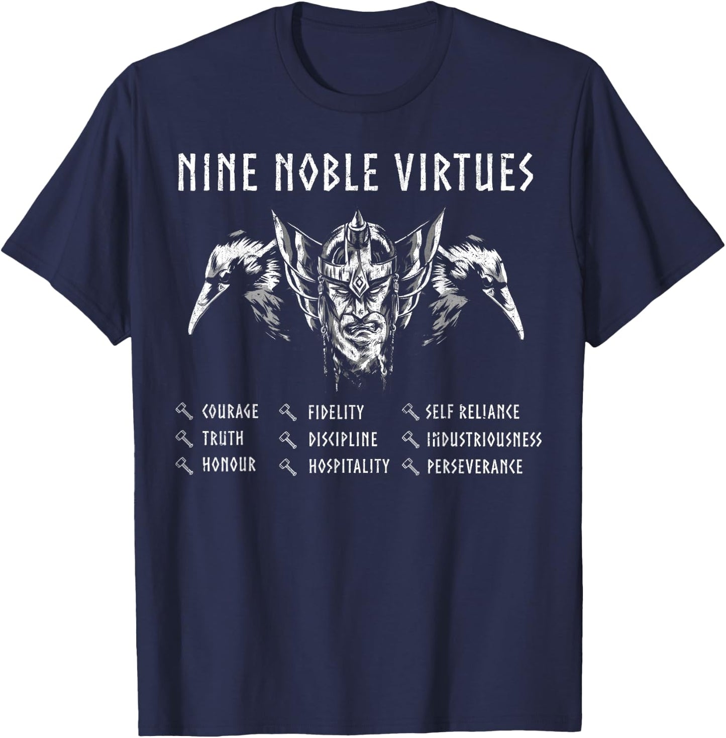 Nine Noble Virtues Shirt, Vikings Pride, Norse T-Shirt - T-Shirt | Navy